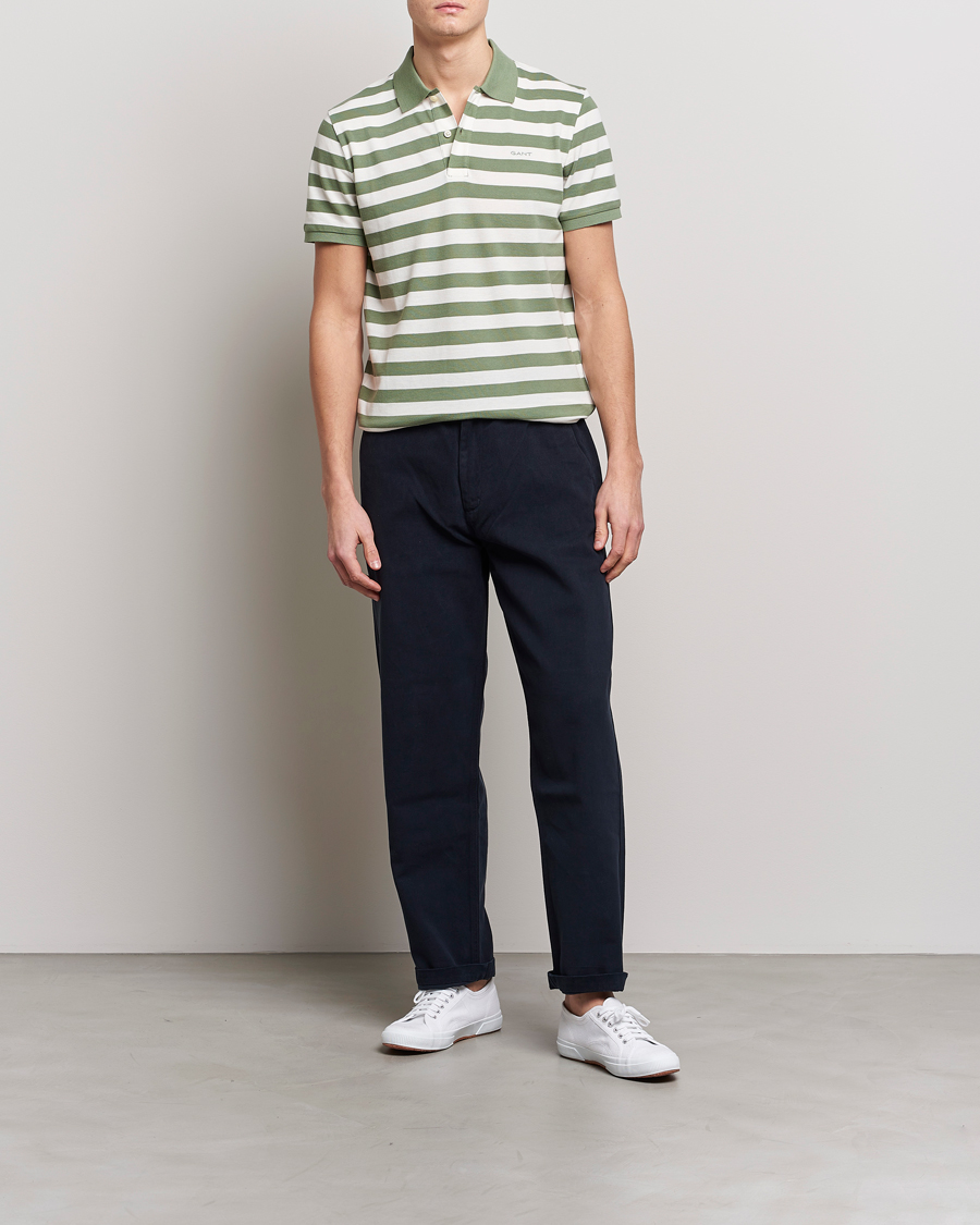 Hombres | Polos | GANT | Striped Polo Calamata Green