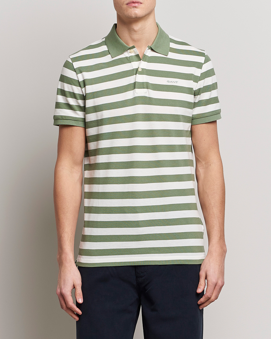 Hombres | Polos | GANT | Striped Polo Calamata Green