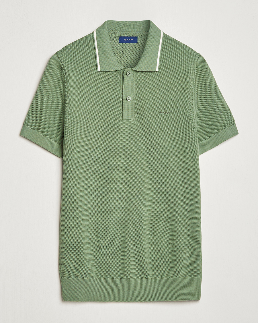 Hombres | Polos | GANT | Cotton Knitted Polo Calamata Green