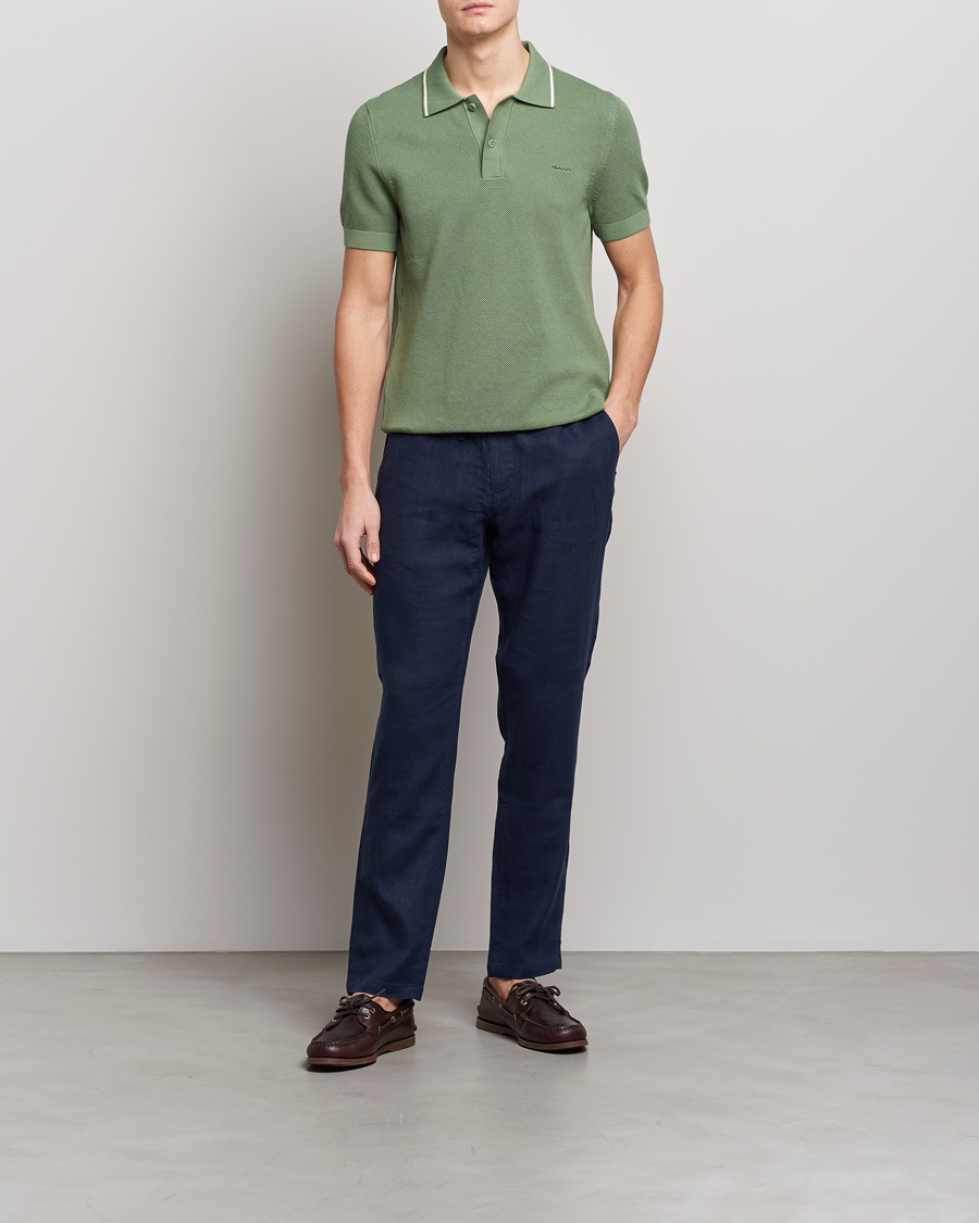 Hombres | Polos | GANT | Cotton Knitted Polo Calamata Green