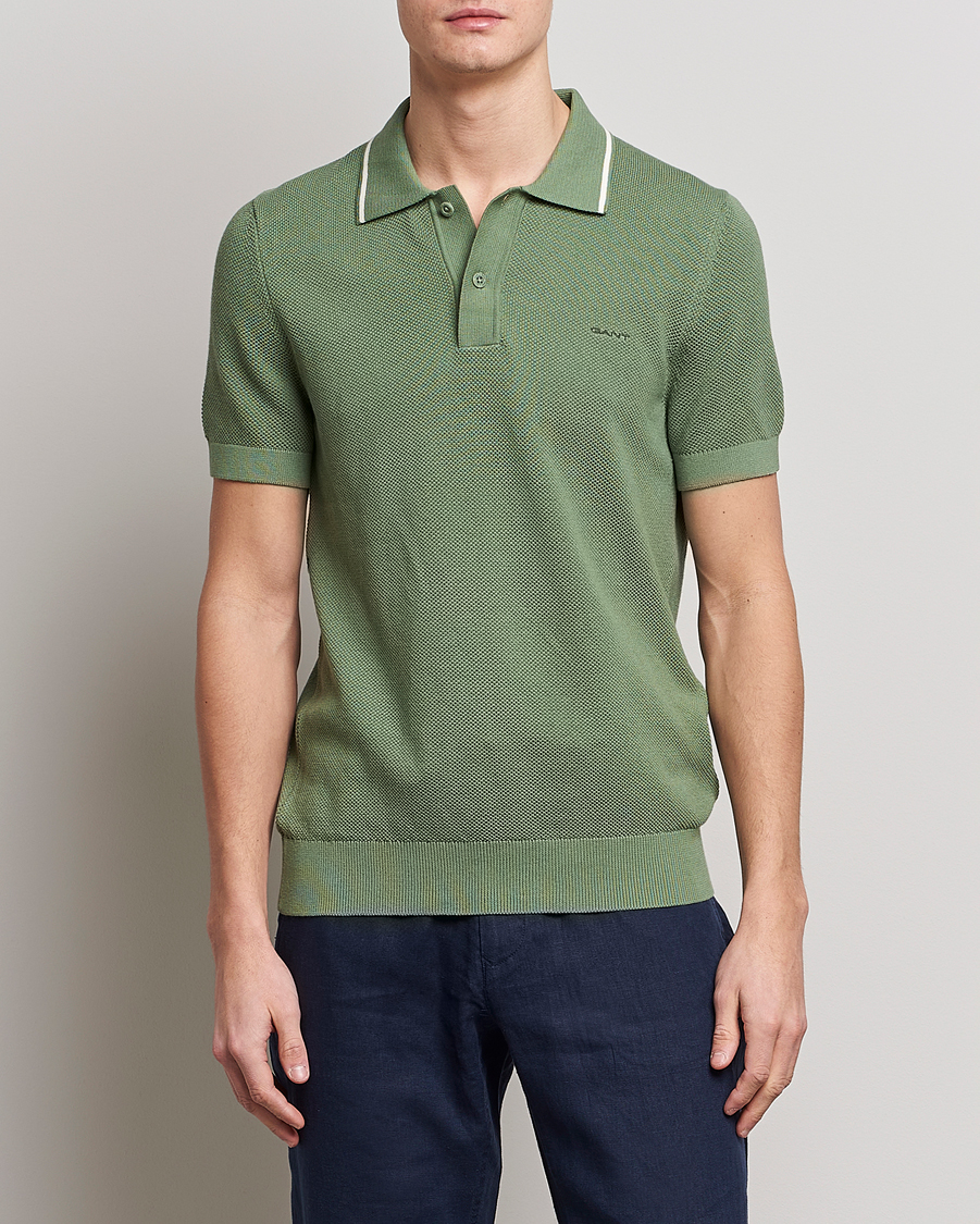 Hombres | Polos | GANT | Cotton Knitted Polo Calamata Green