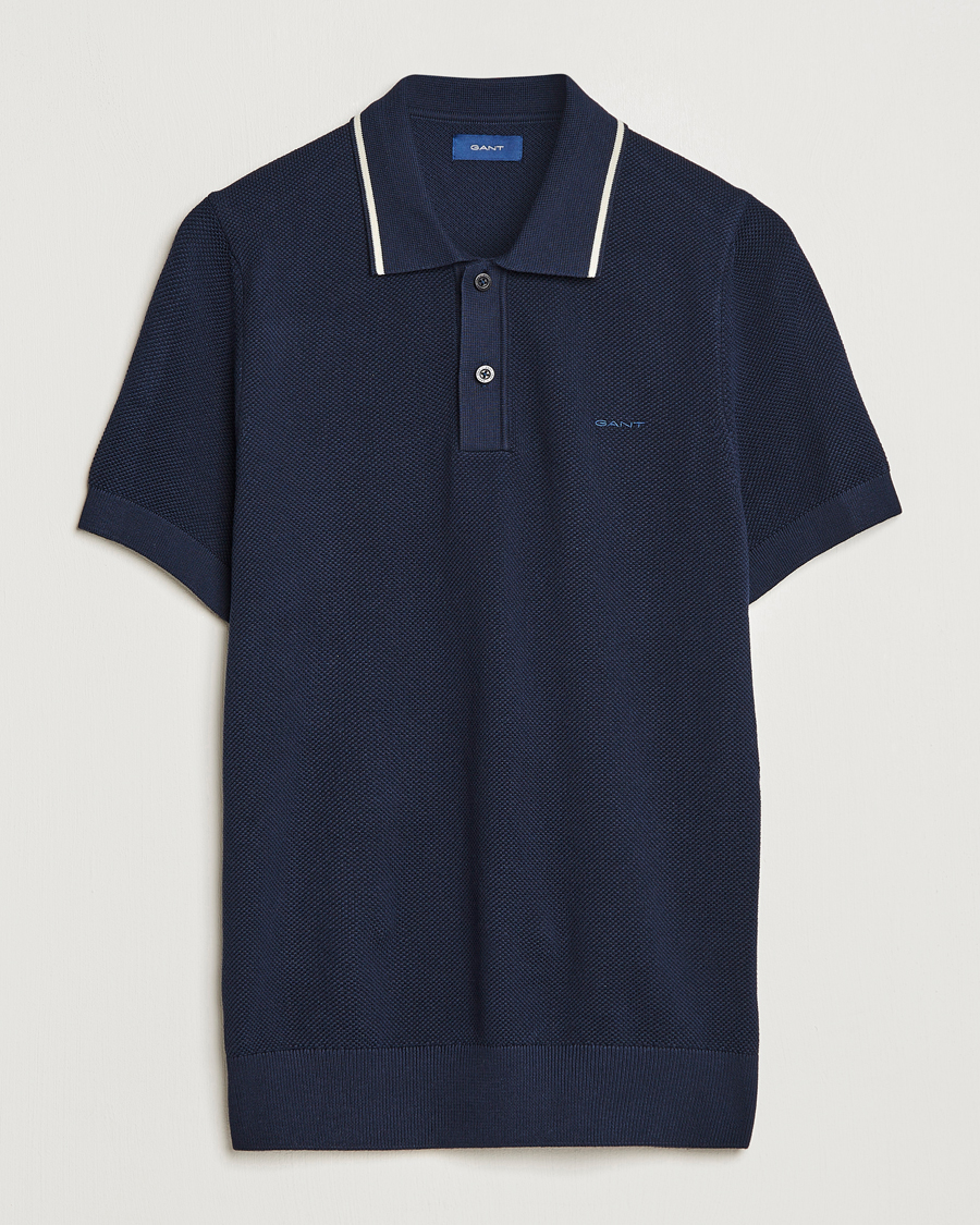 Hombres | Polos | GANT | Cotton Knitted Polo Evening Blue