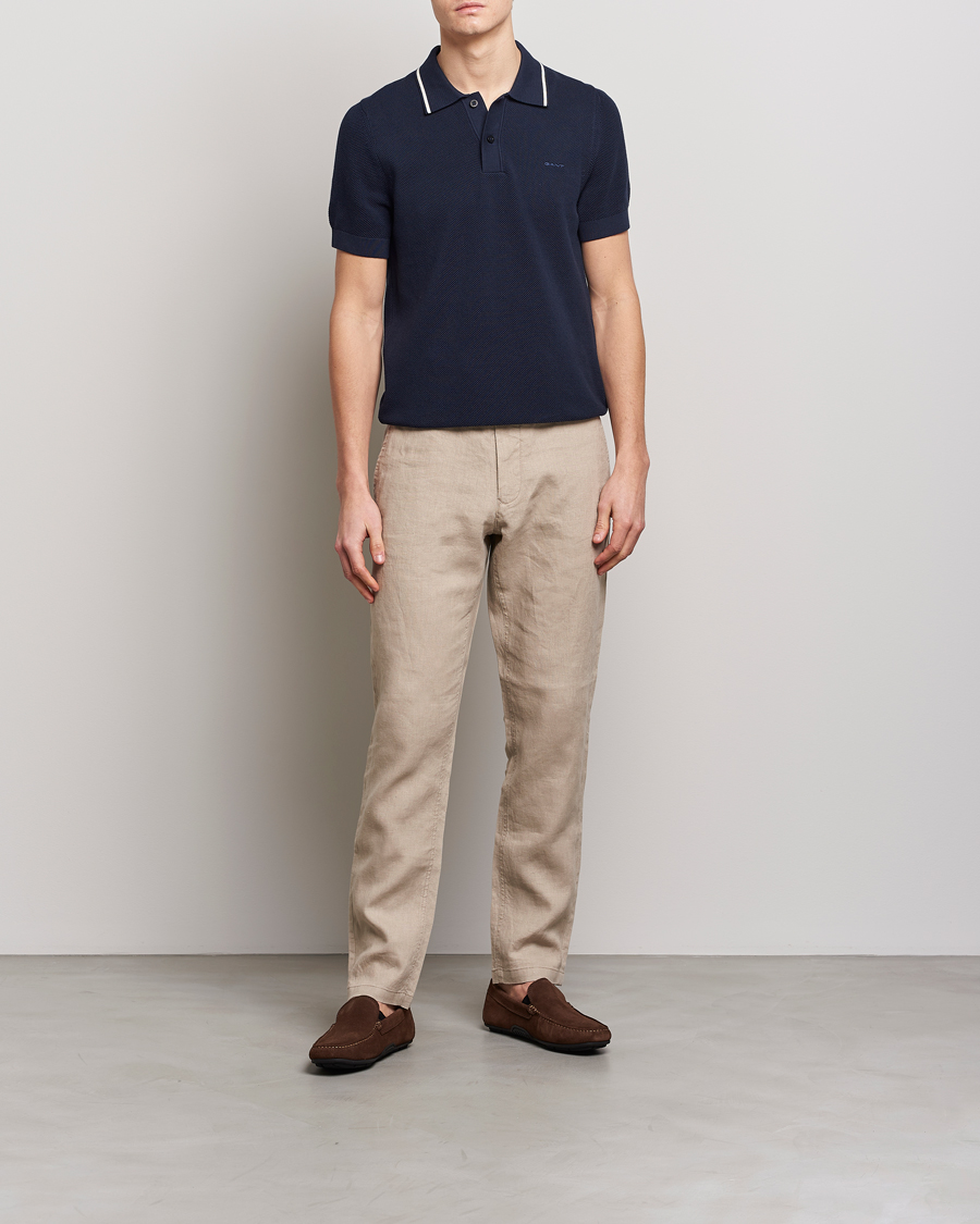 Hombres | Polos | GANT | Cotton Knitted Polo Evening Blue