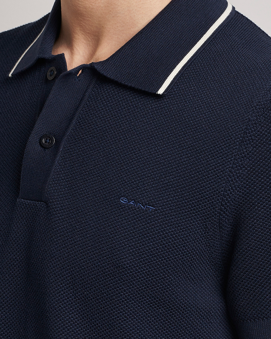 Hombres | Polos | GANT | Cotton Knitted Polo Evening Blue
