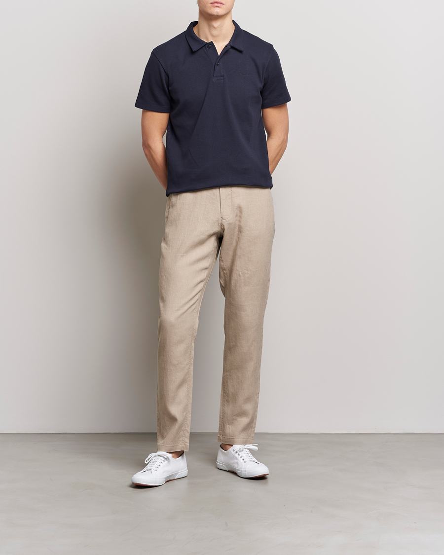 Hombres | Pantalones | GANT | Relaxed Linen Drawstring Pants Concrete Beige