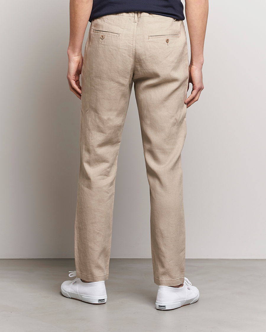 Hombres | Pantalones | GANT | Relaxed Linen Drawstring Pants Concrete Beige