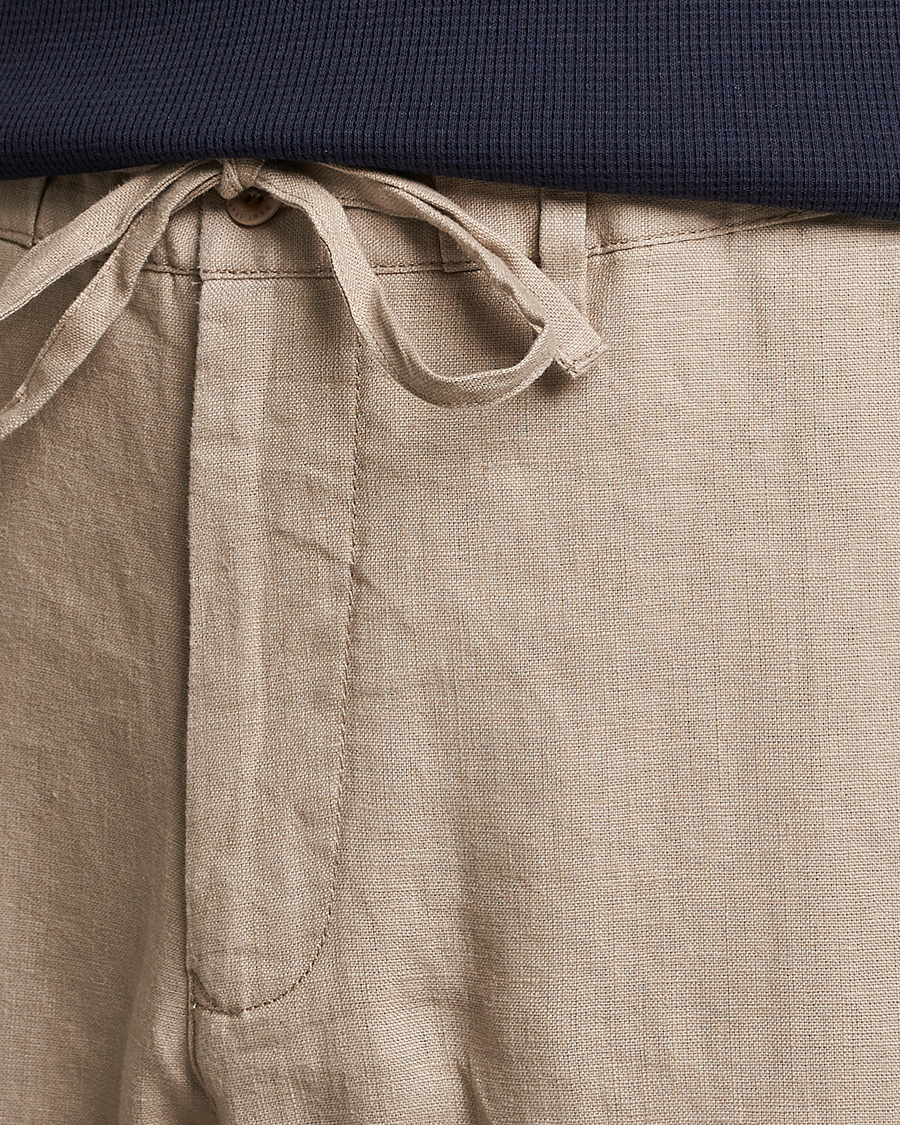 Hombres | Pantalones | GANT | Relaxed Linen Drawstring Pants Concrete Beige