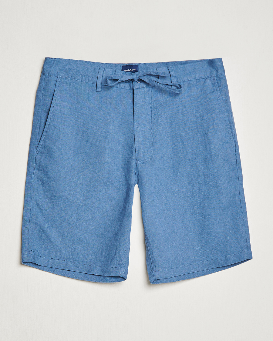 Hombres | Pantalones cortos | GANT | Relaxed Linen Drawstring Shorts Salty Sea Blue