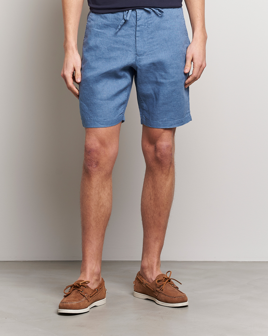Hombres | Pantalones cortos | GANT | Relaxed Linen Drawstring Shorts Salty Sea Blue