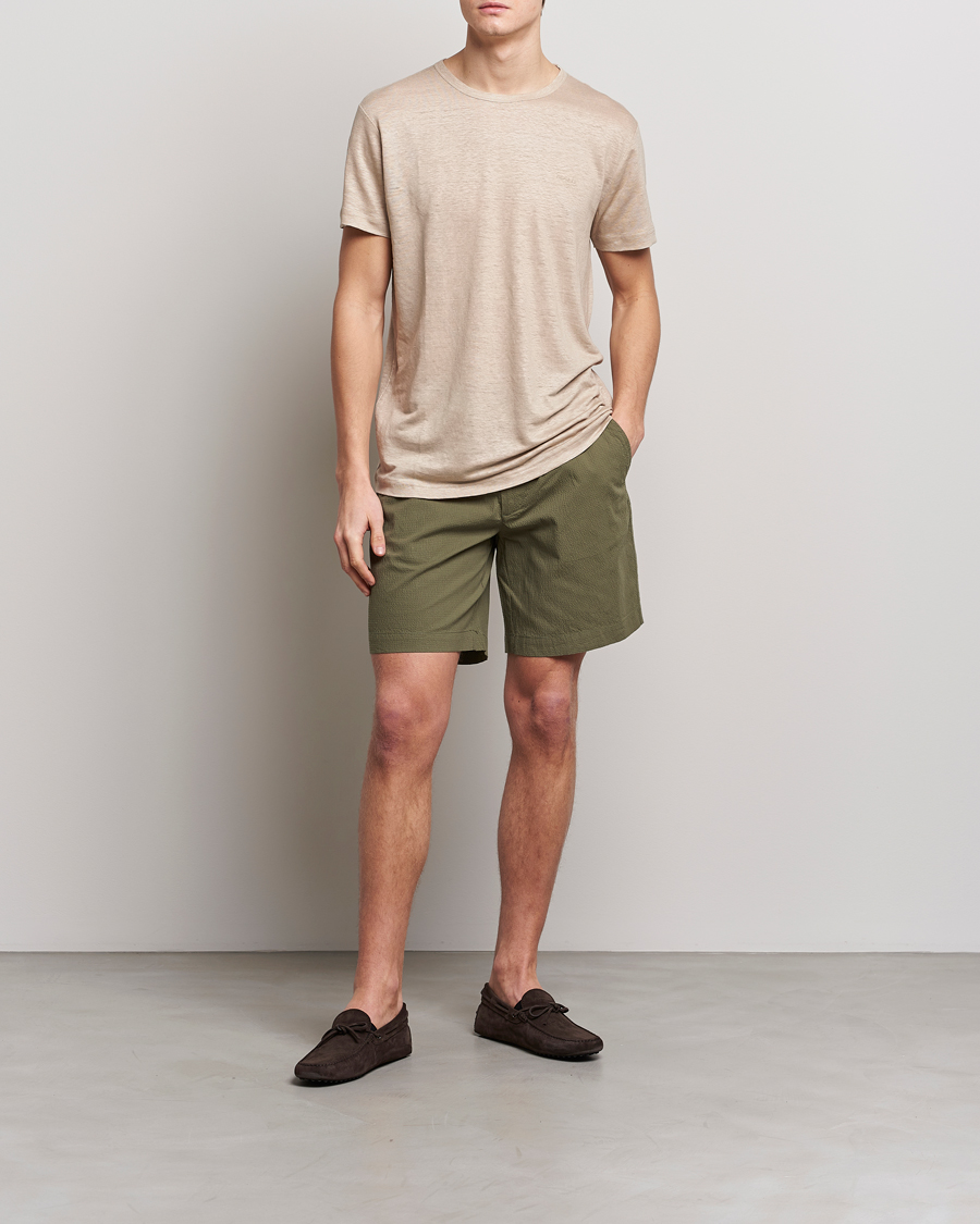 Hombres | Pantalones cortos | GANT | Seersucker Drawstring Shorts Racing Green