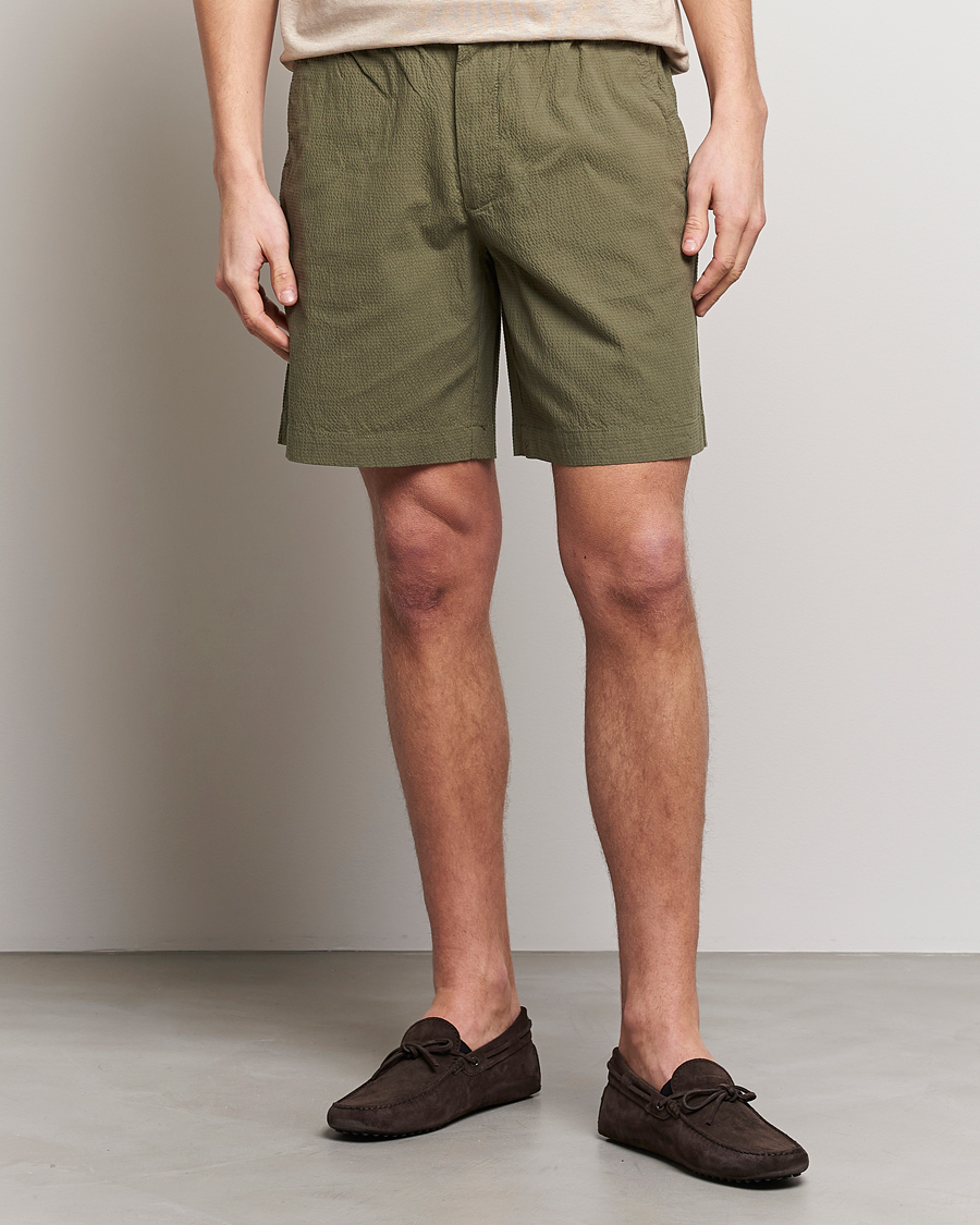 Hombres | Pantalones cortos | GANT | Seersucker Drawstring Shorts Racing Green