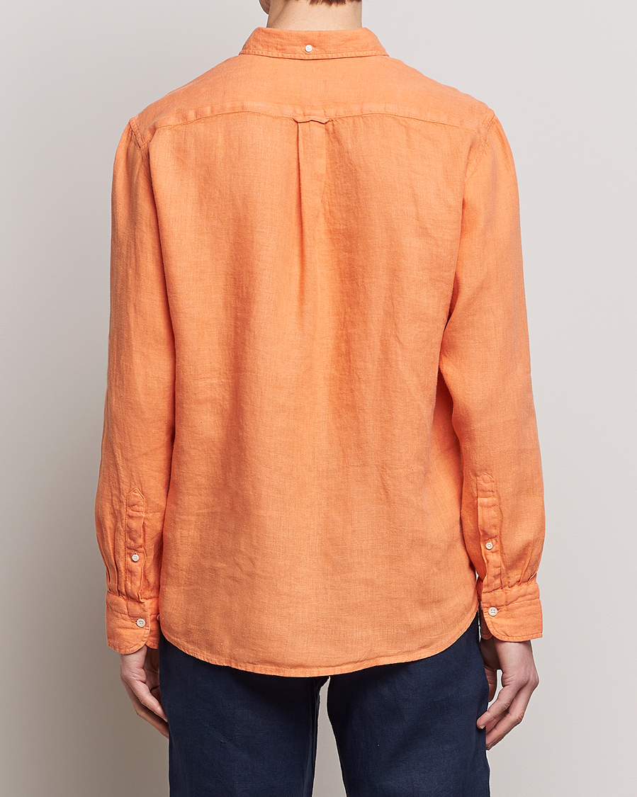 Hombres | Camisas | GANT | Regular Fit Garment Dyed Linen Shirt Apricot Orange