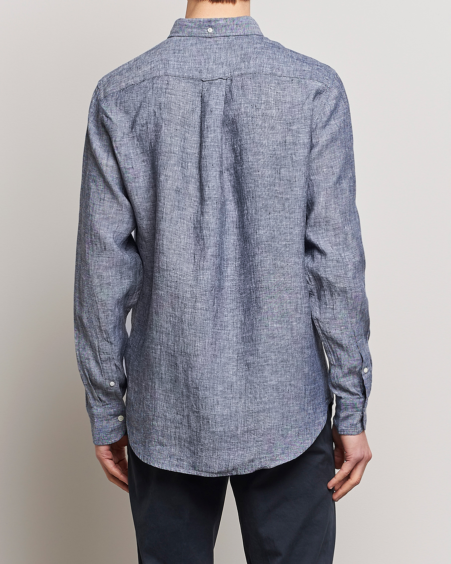 Hombres | Camisas | GANT | Regular Fit Linen Shirt Marine