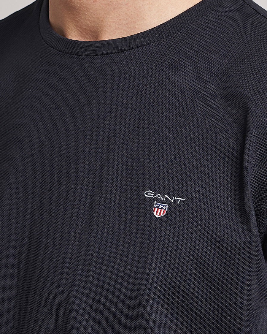 Hombres | Camisetas | GANT | Cotton Pique Crew Neck T-Shirt Black