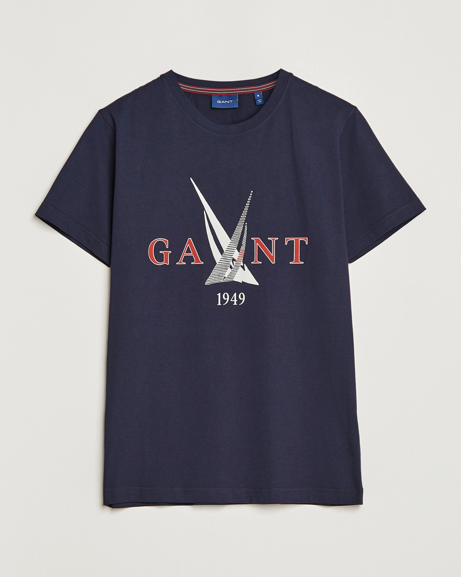 Hombres | Camisetas | GANT | Sailing Logo Crew Neck T-Shirt Evening Blue