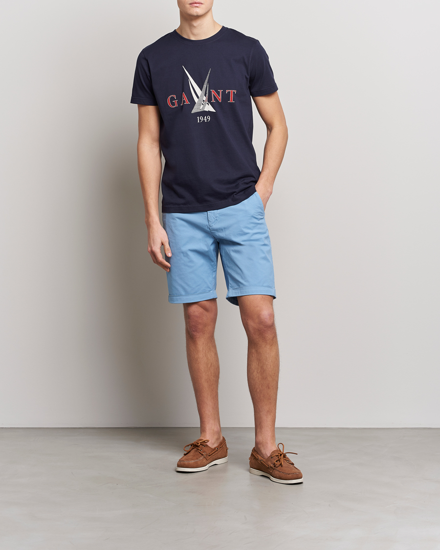 Hombres | Camisetas | GANT | Sailing Logo Crew Neck T-Shirt Evening Blue