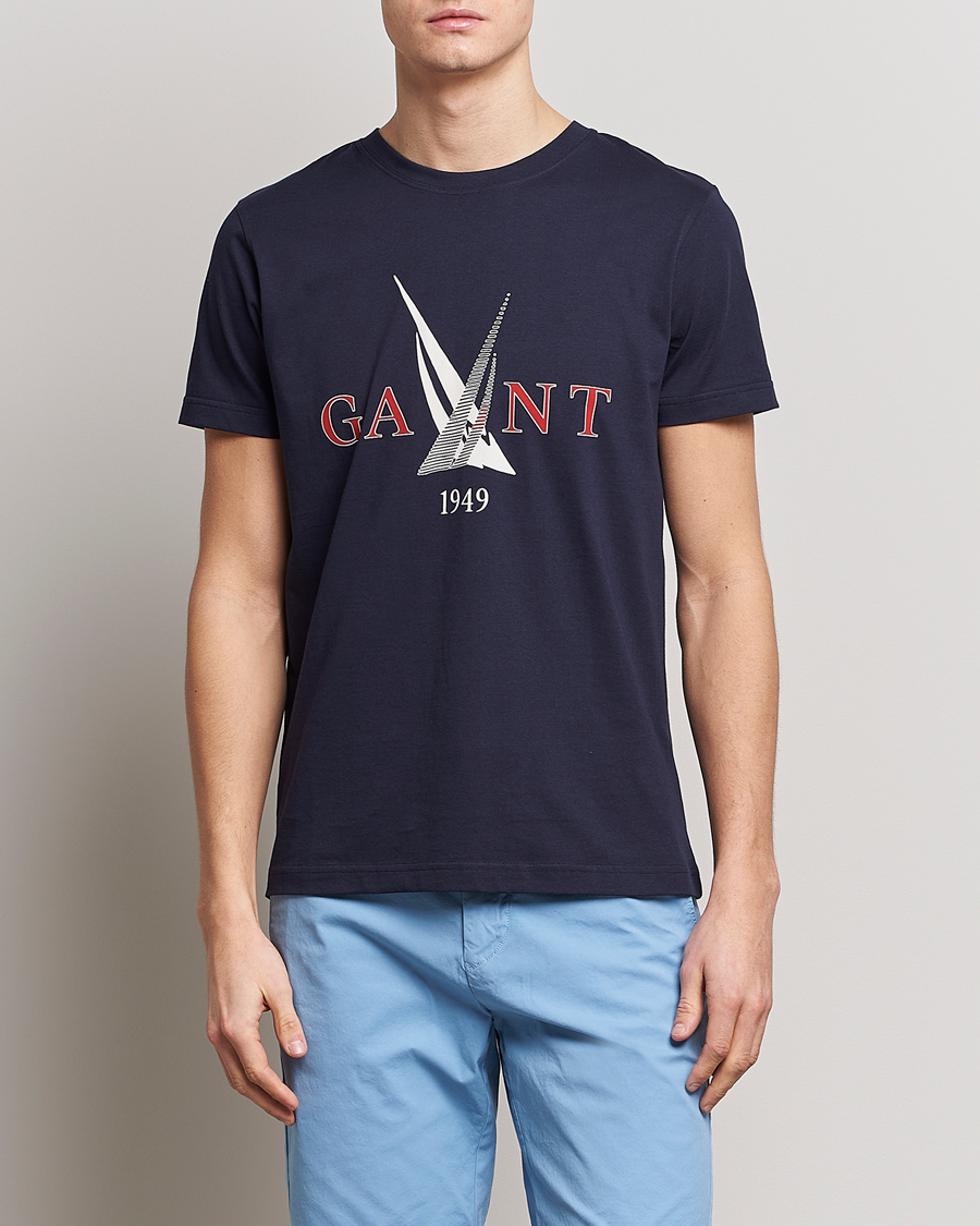 Hombres | Camisetas | GANT | Sailing Logo Crew Neck T-Shirt Evening Blue