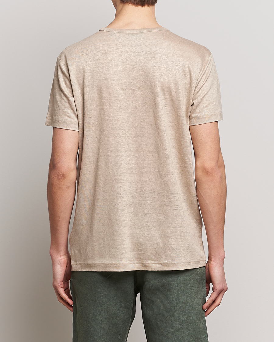 Hombres | Camisetas | GANT | Cotton/Linen Crew Neck T-Shirt Khaki Beige