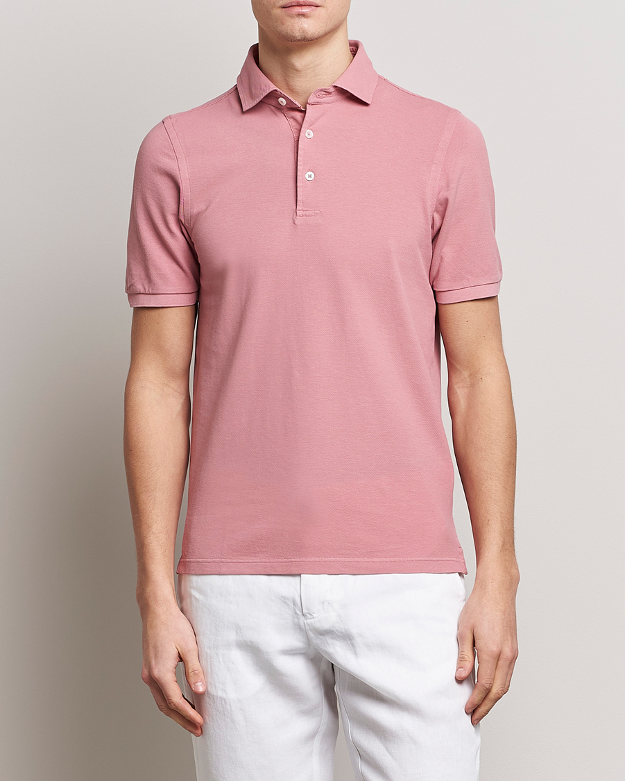 Hombres | Camisas polo de manga corta | Gran Sasso | Washed Polo Pink