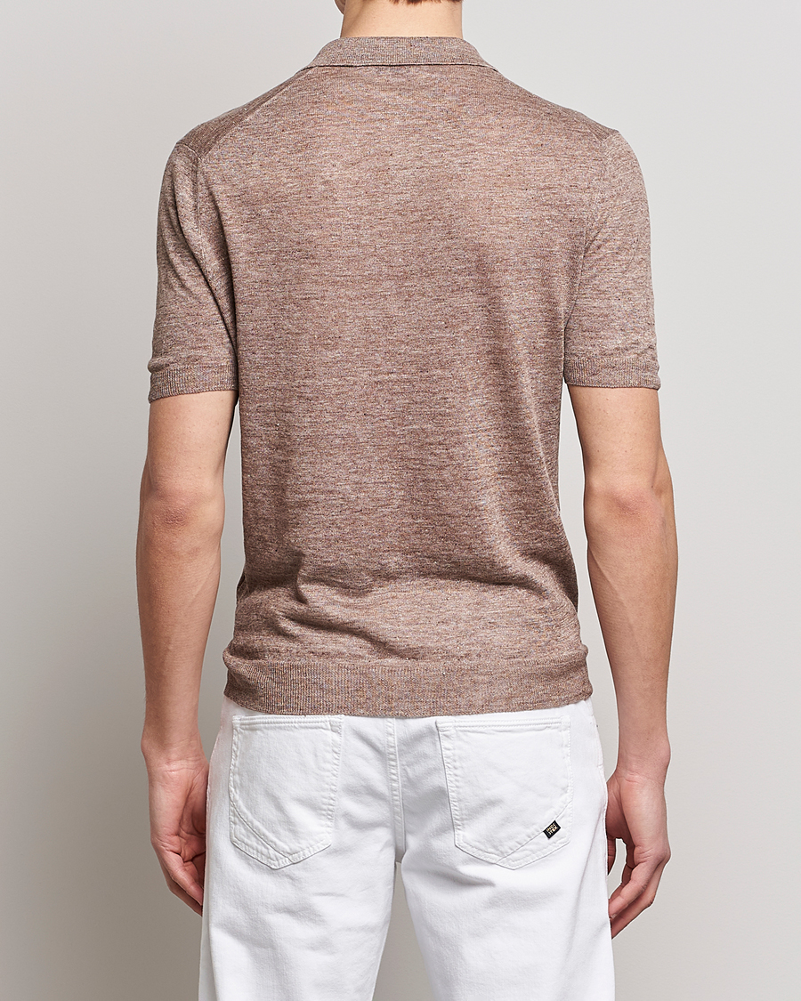 Hombres | Polos | Gran Sasso | Knitted Linen Polo Beige Melange
