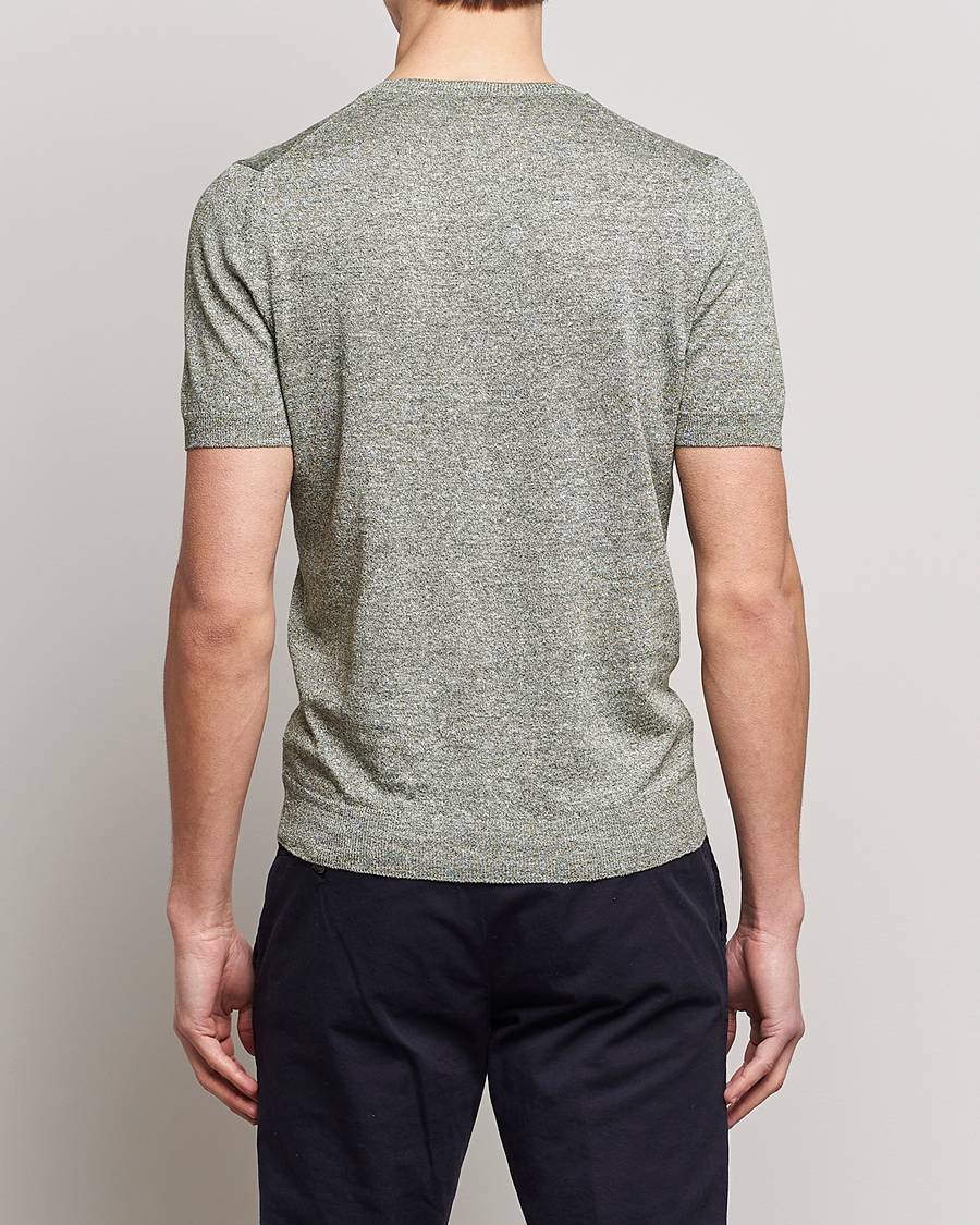Hombres | Camisetas | Gran Sasso | Cotton/Linen Knitted Tee Green