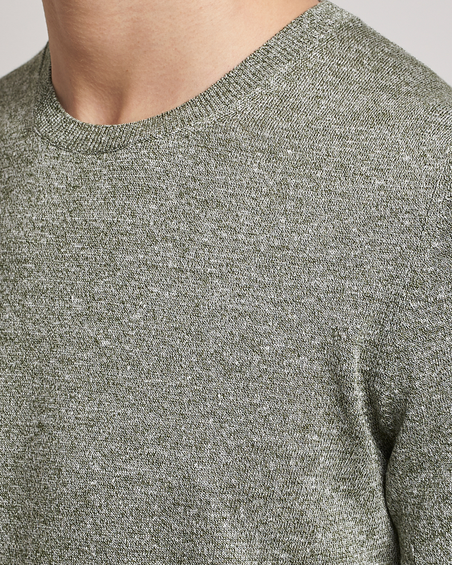Hombres | Camisetas | Gran Sasso | Cotton/Linen Knitted Tee Green