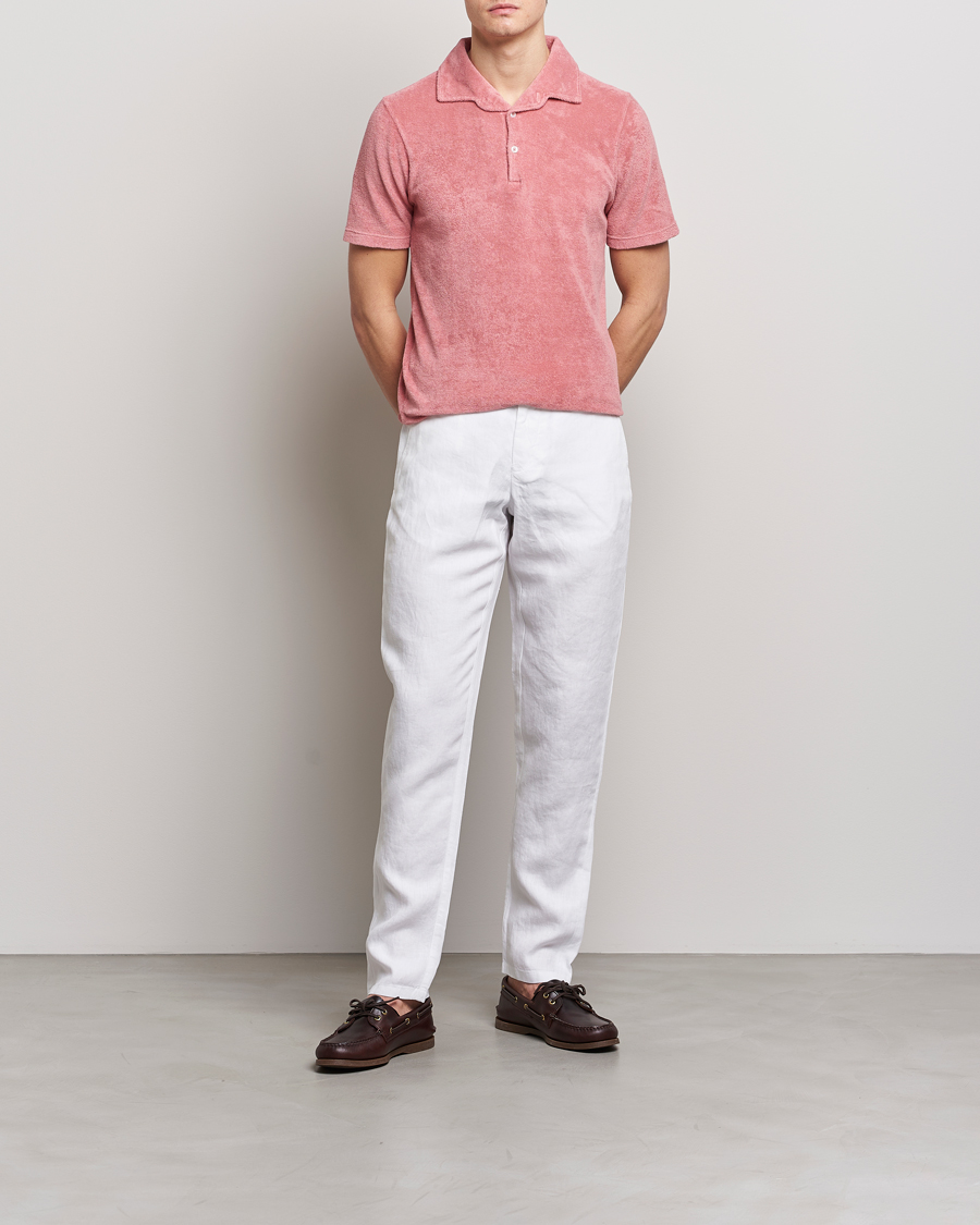 Hombres | Polos | Gran Sasso | Cotton Terry Polo Washed Pink