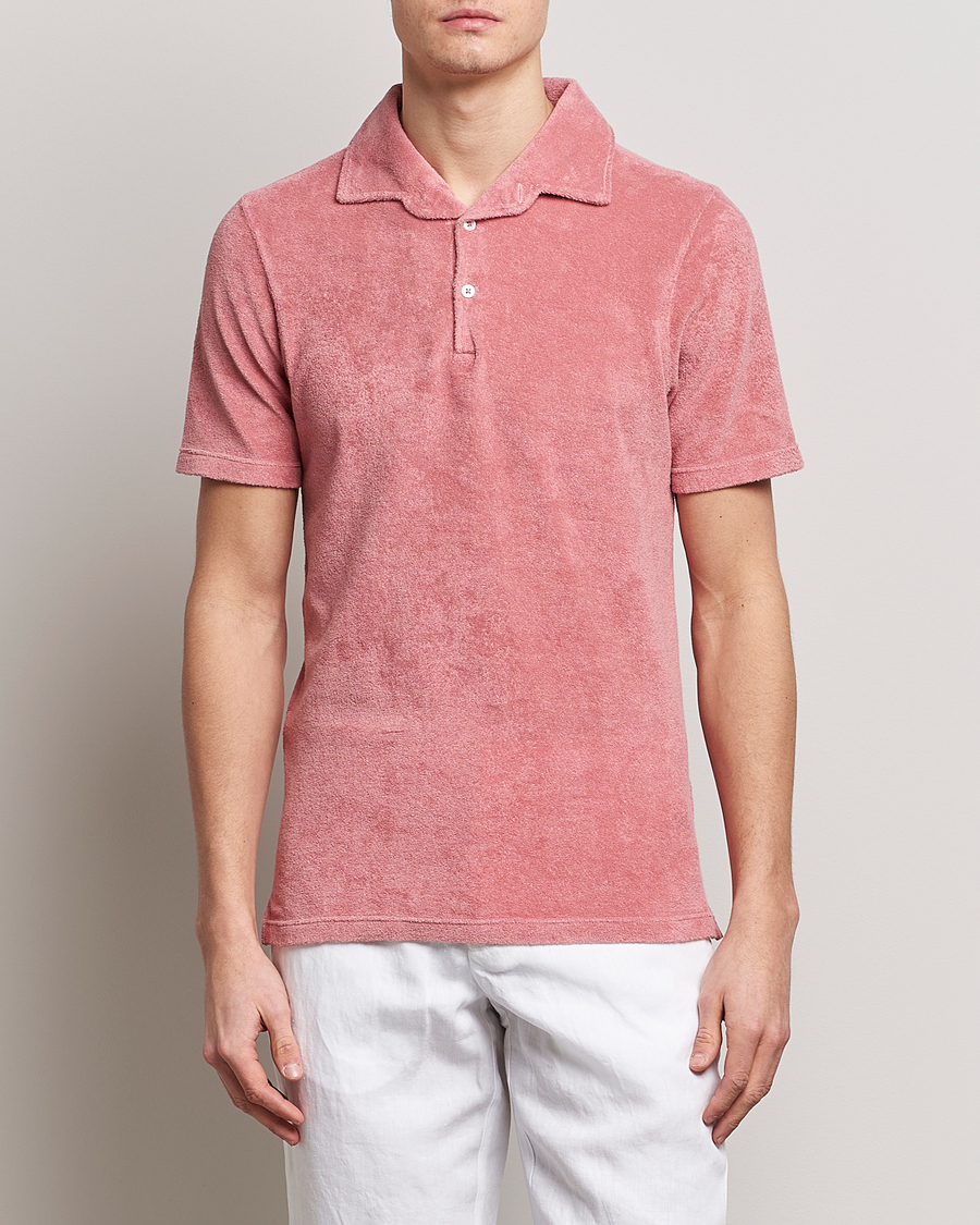 Hombres | Polos | Gran Sasso | Cotton Terry Polo Washed Pink