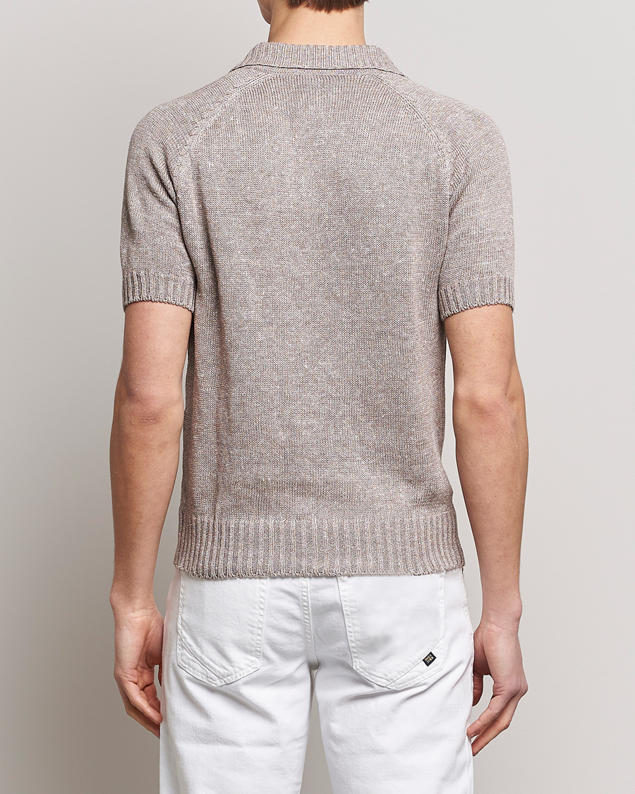 Hombres | Polos | Gran Sasso | Cotton/Linen Knitted Polo Beige