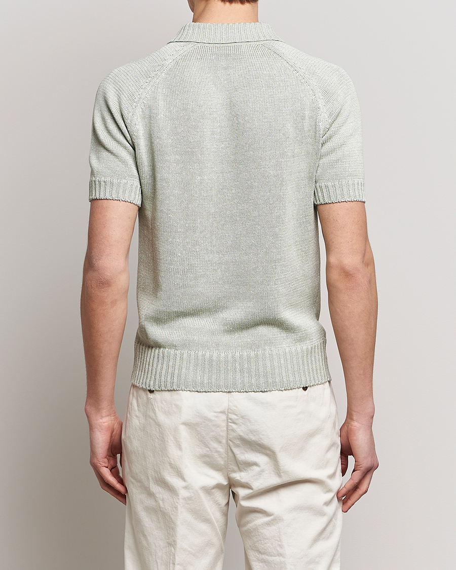 Hombres | Polos | Gran Sasso | Cotton/Linen Knitted Polo Light Green