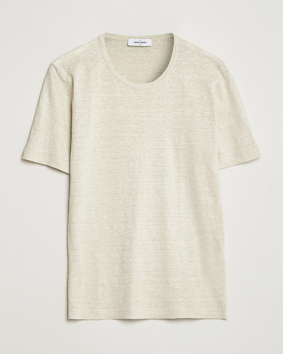 Hombres | Camisetas | Gran Sasso | Washed Linen Tee Beige