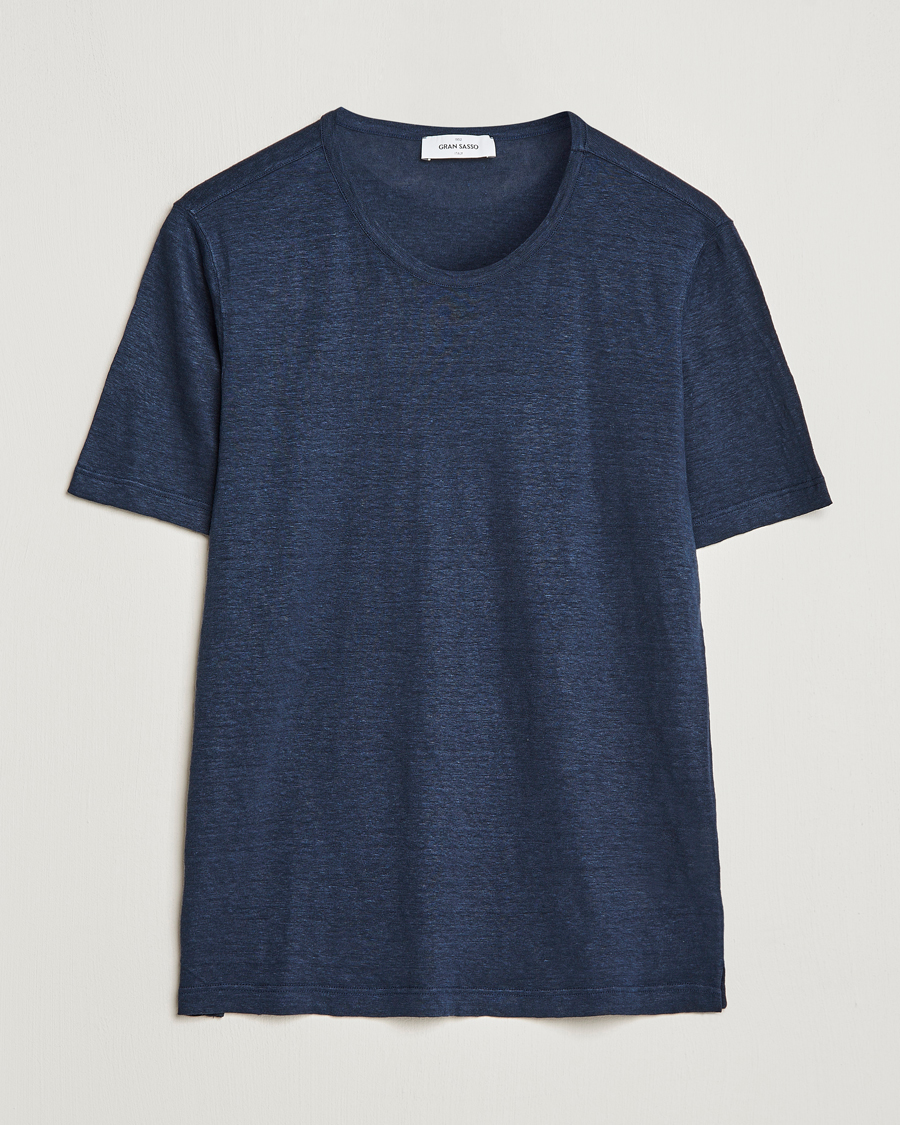 Hombres | Camisetas | Gran Sasso | Washed Linen Tee Navy