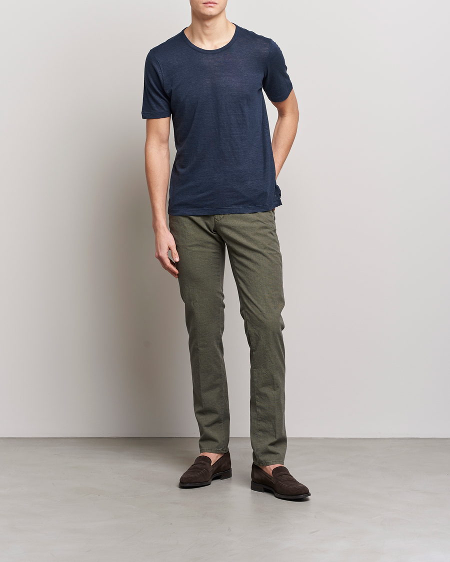 Hombres | Camisetas | Gran Sasso | Washed Linen Tee Navy