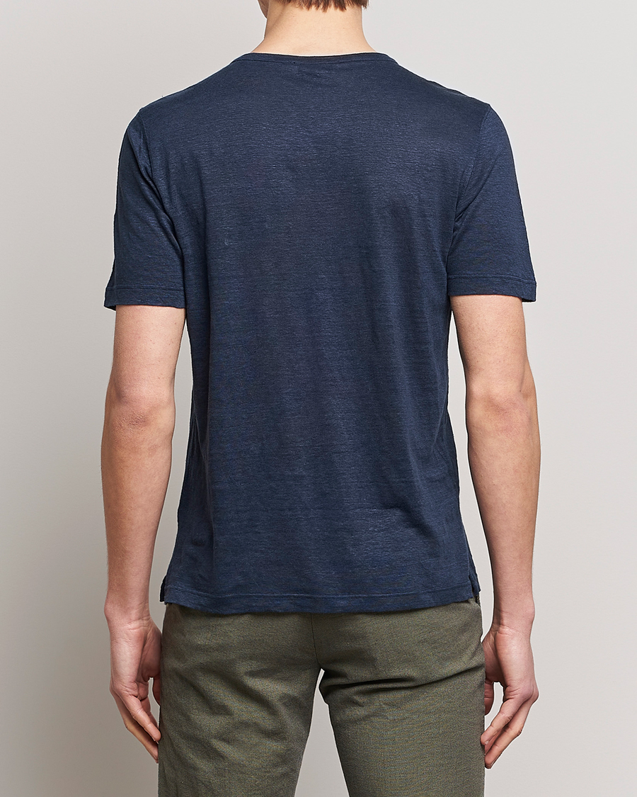 Hombres | Camisetas | Gran Sasso | Washed Linen Tee Navy