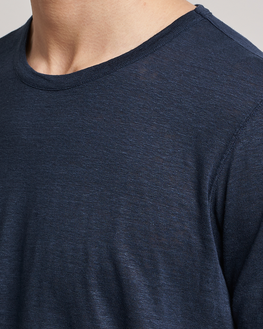 Hombres | Camisetas | Gran Sasso | Washed Linen Tee Navy