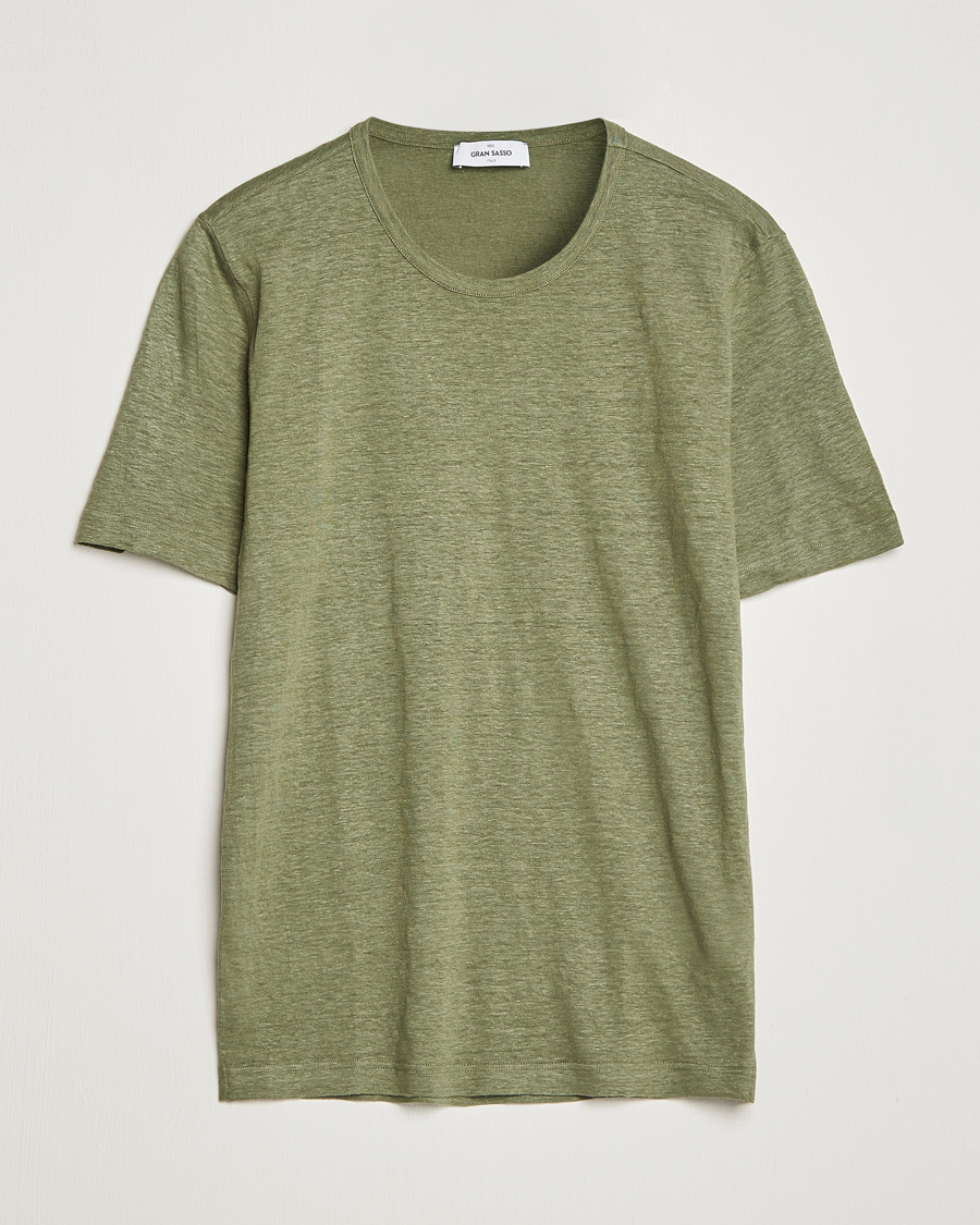 Hombres | Camisetas | Gran Sasso | Washed Linen Tee Olive