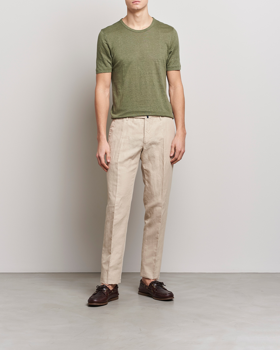 Hombres | Camisetas | Gran Sasso | Washed Linen Tee Olive