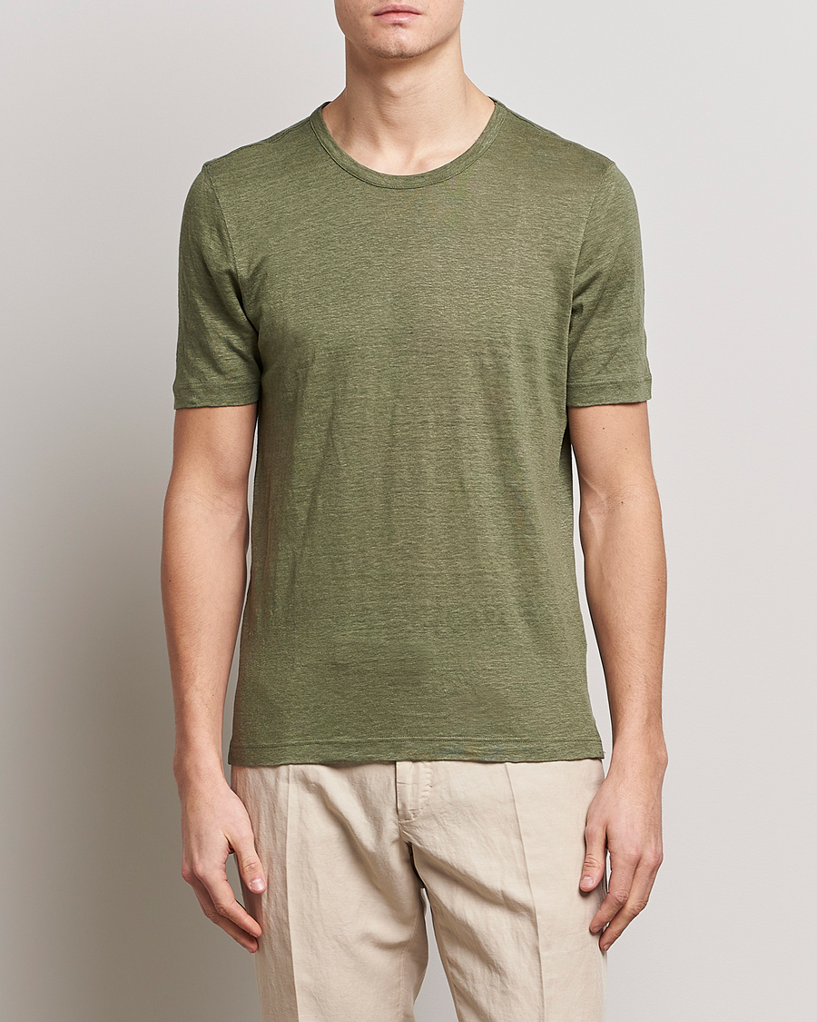 Hombres | Camisetas | Gran Sasso | Washed Linen Tee Olive