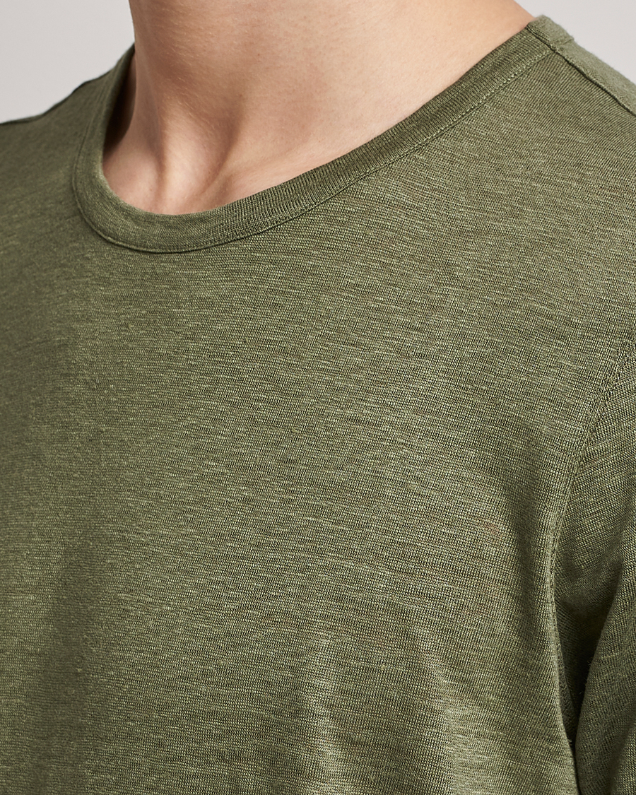 Hombres | Camisetas | Gran Sasso | Washed Linen Tee Olive