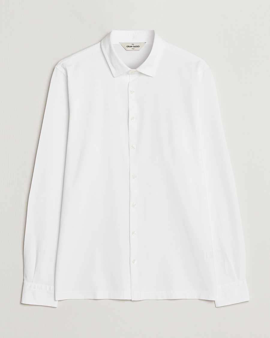 Hombres | Camisas | Gran Sasso | Washed Cotton Jersey Shirt White