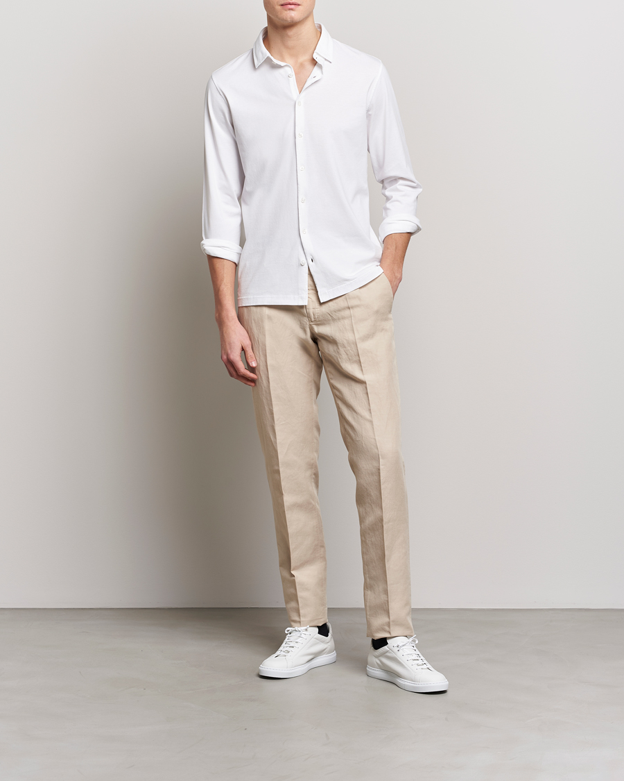 Hombres | Camisas | Gran Sasso | Washed Cotton Jersey Shirt White