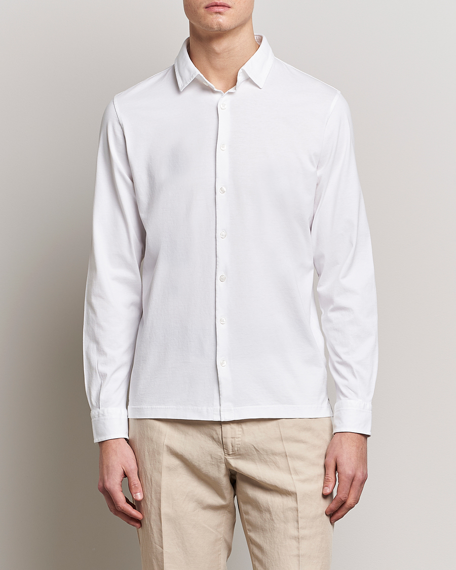 Hombres | Camisas | Gran Sasso | Washed Cotton Jersey Shirt White