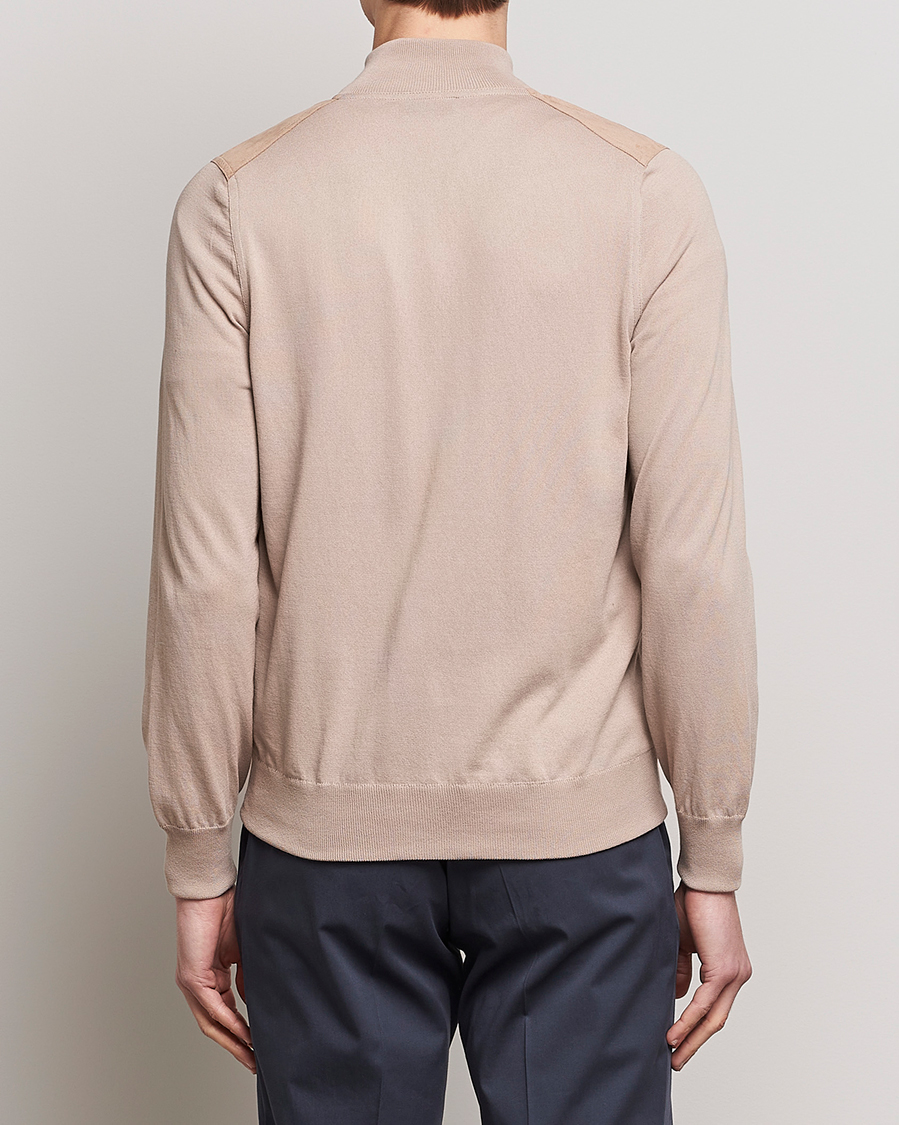 Hombres | Jerséis y prendas de punto | Gran Sasso | Knitted Cotton/Alcantara Full Zip Beige