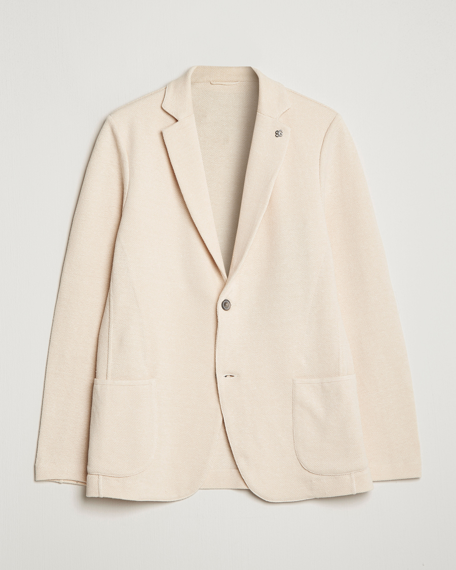 Hombres | Blazers | Gran Sasso | Structured Cotton/Linen Blazer Cream