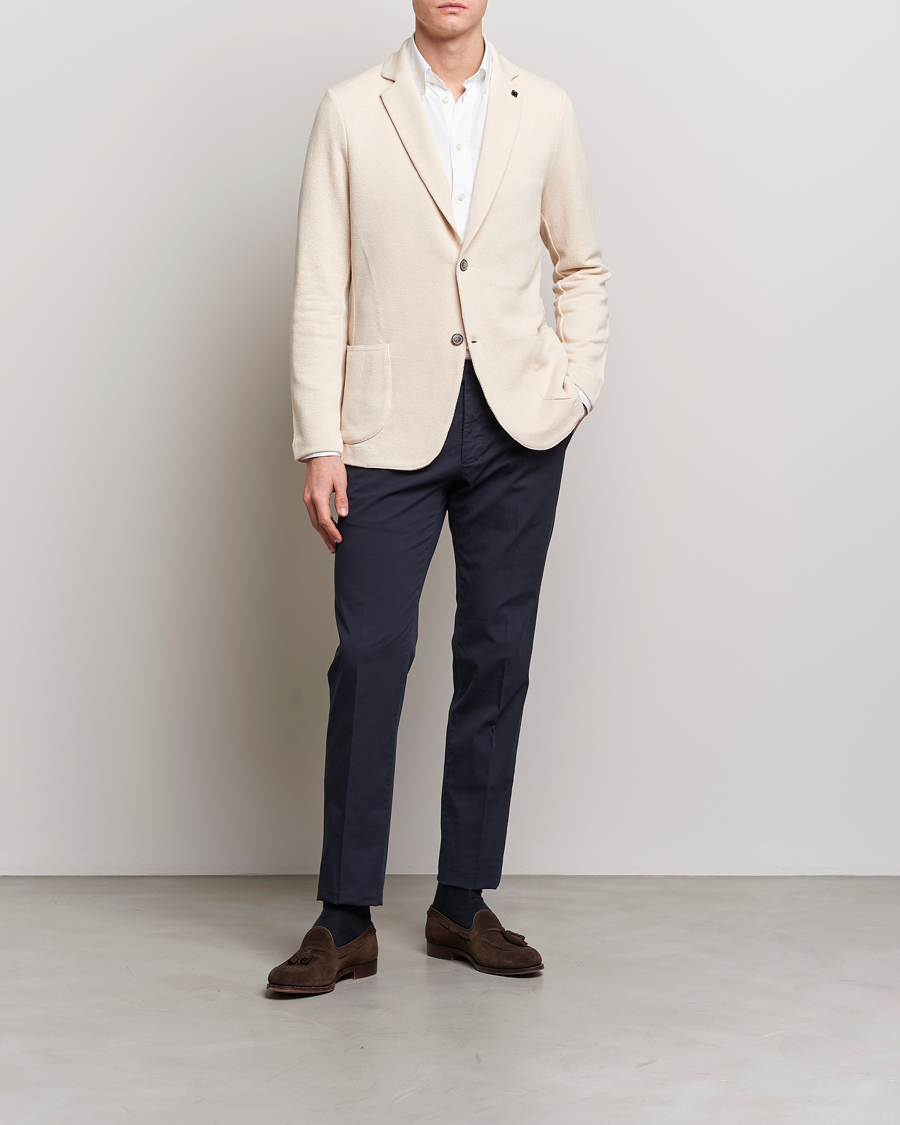 Hombres | Blazers | Gran Sasso | Structured Cotton/Linen Blazer Cream