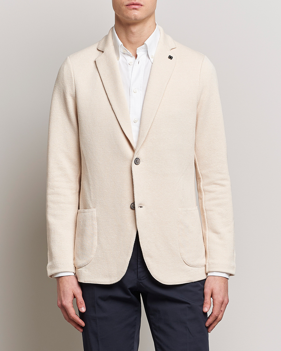 Hombres | Blazers | Gran Sasso | Structured Cotton/Linen Blazer Cream