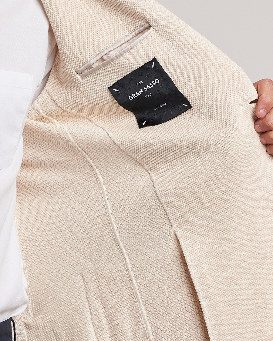 Hombres | Blazers | Gran Sasso | Structured Cotton/Linen Blazer Cream