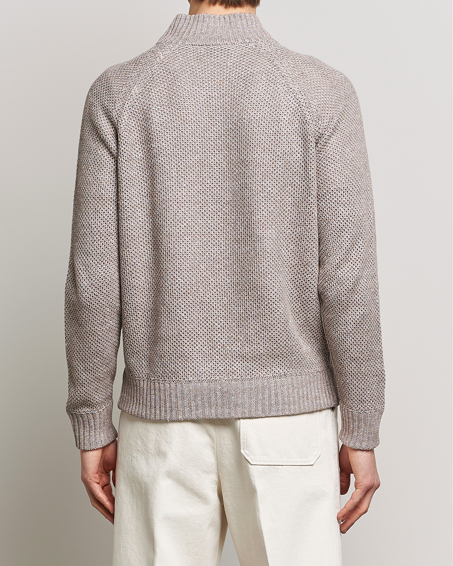 Hombres | Jerséis y prendas de punto | Gran Sasso | Structured Cotton/Linen Full Zip Beige Melange
