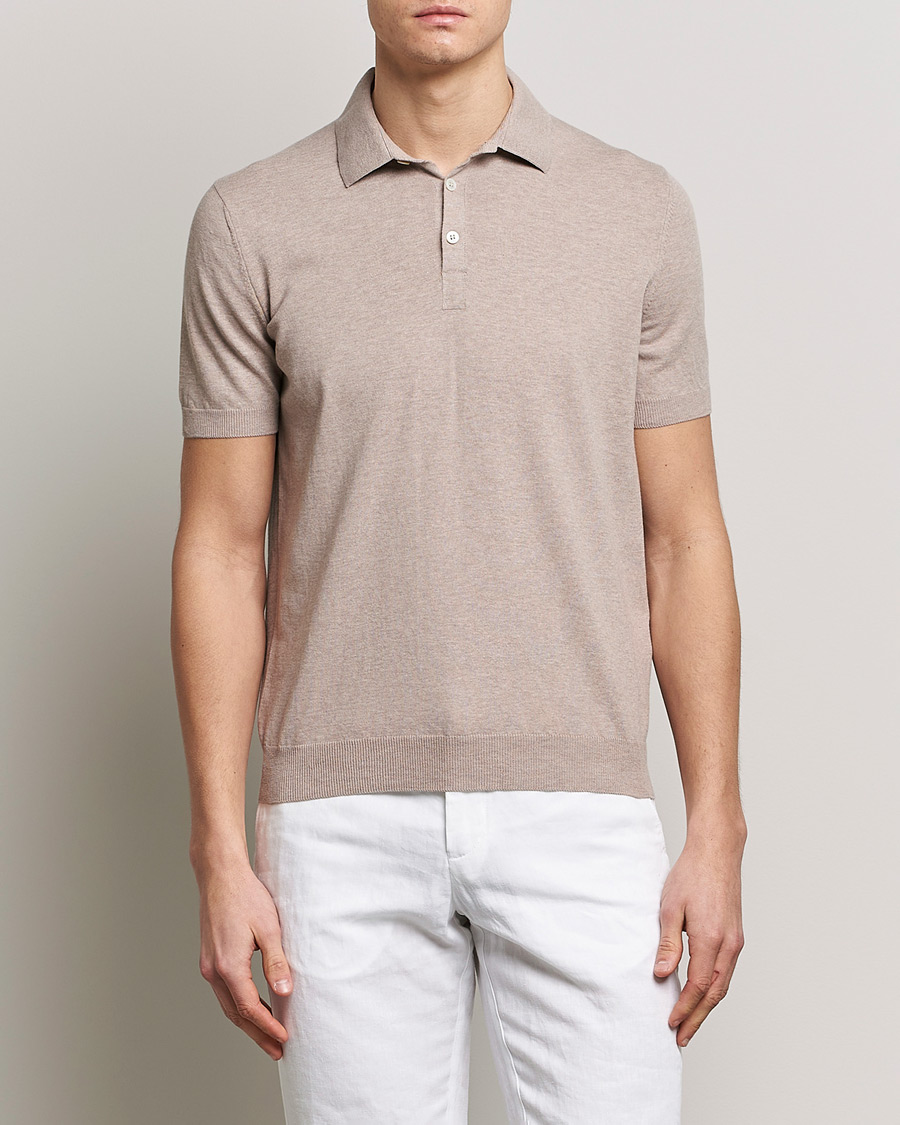 Hombres | Ropa | Gran Sasso | Cotton Knitted Polo Beige Melange