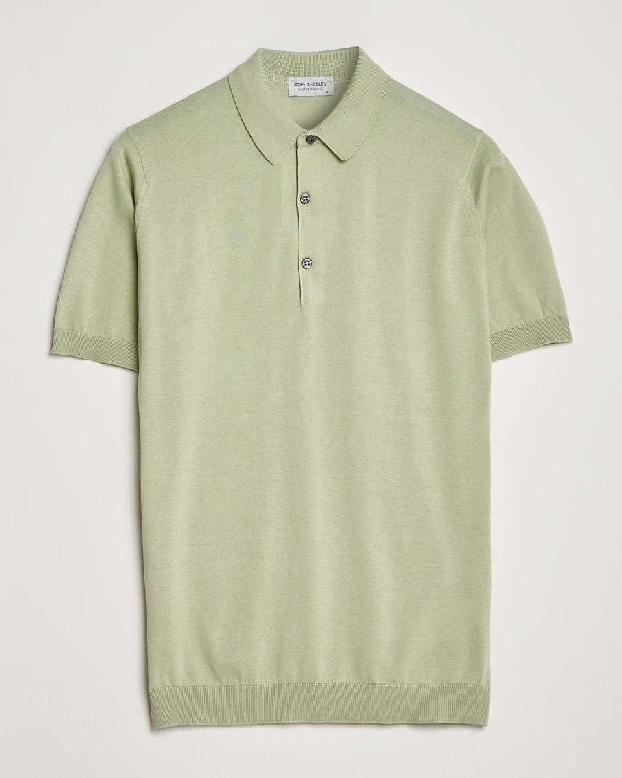 Hombres | Polos | John Smedley | Adrian Slim Fit Sea Island Polo Desert Green